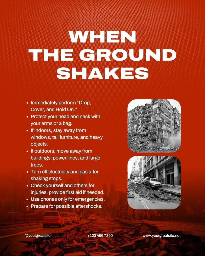 red simple earthquake preparedness instagram post template