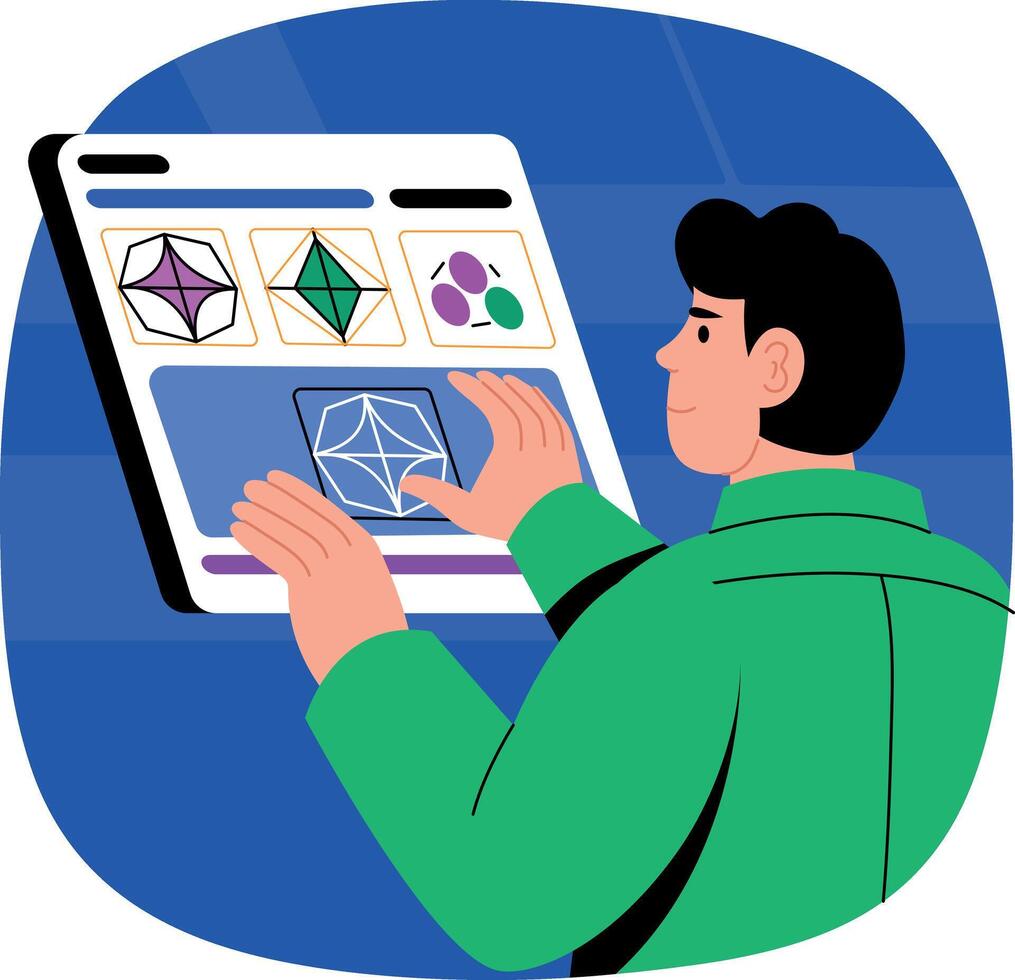 Person interacting with 3D shape display vector