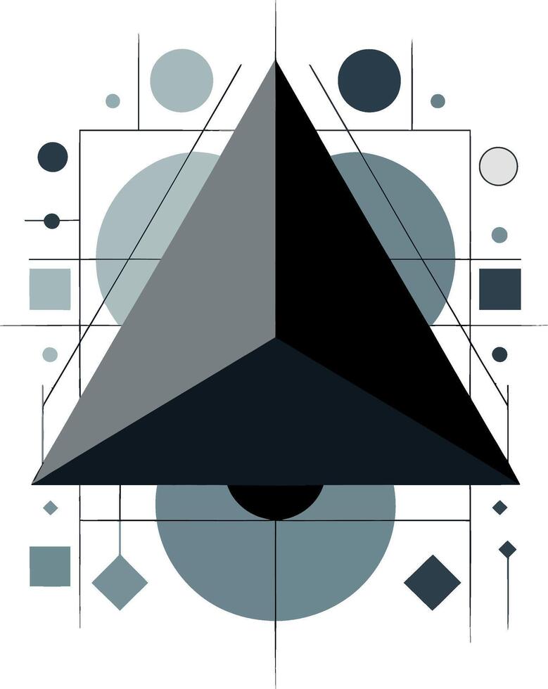 Geometric abstract composition with triangle circles and squares in muted tones vector