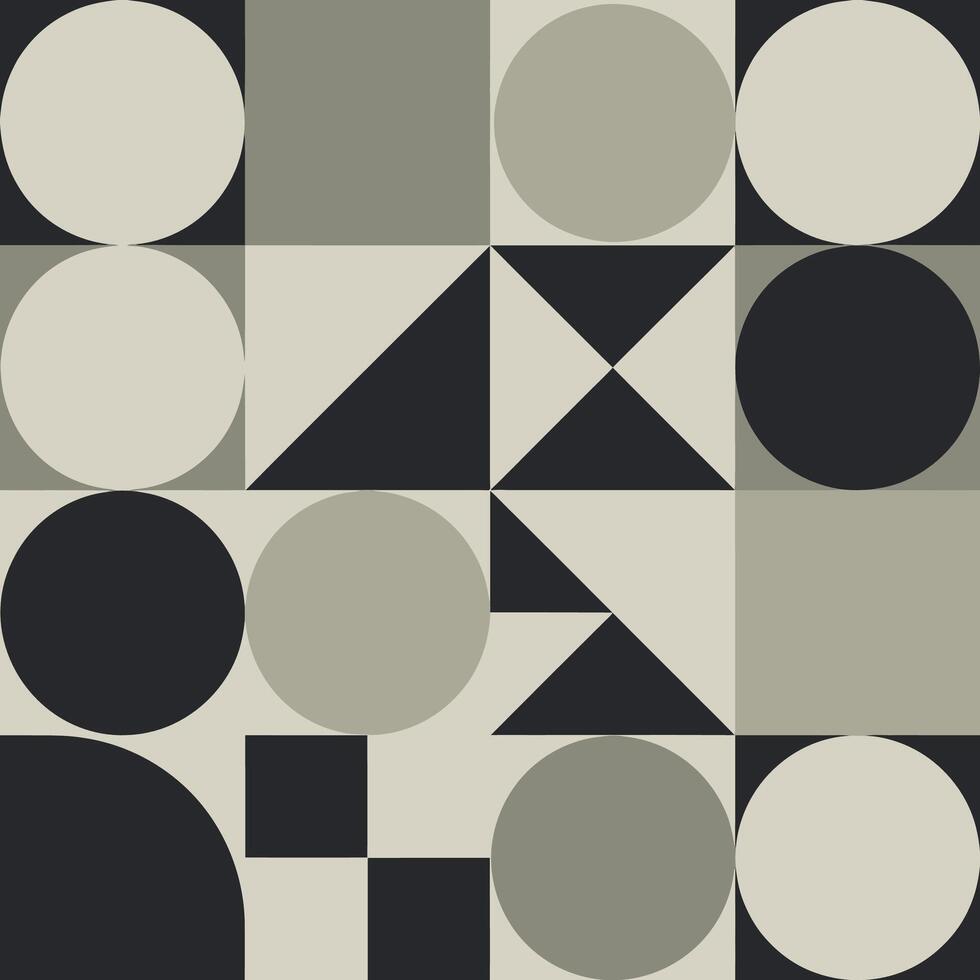 Geometric pattern with circles squares and triangles in neutral tones abstract background vector