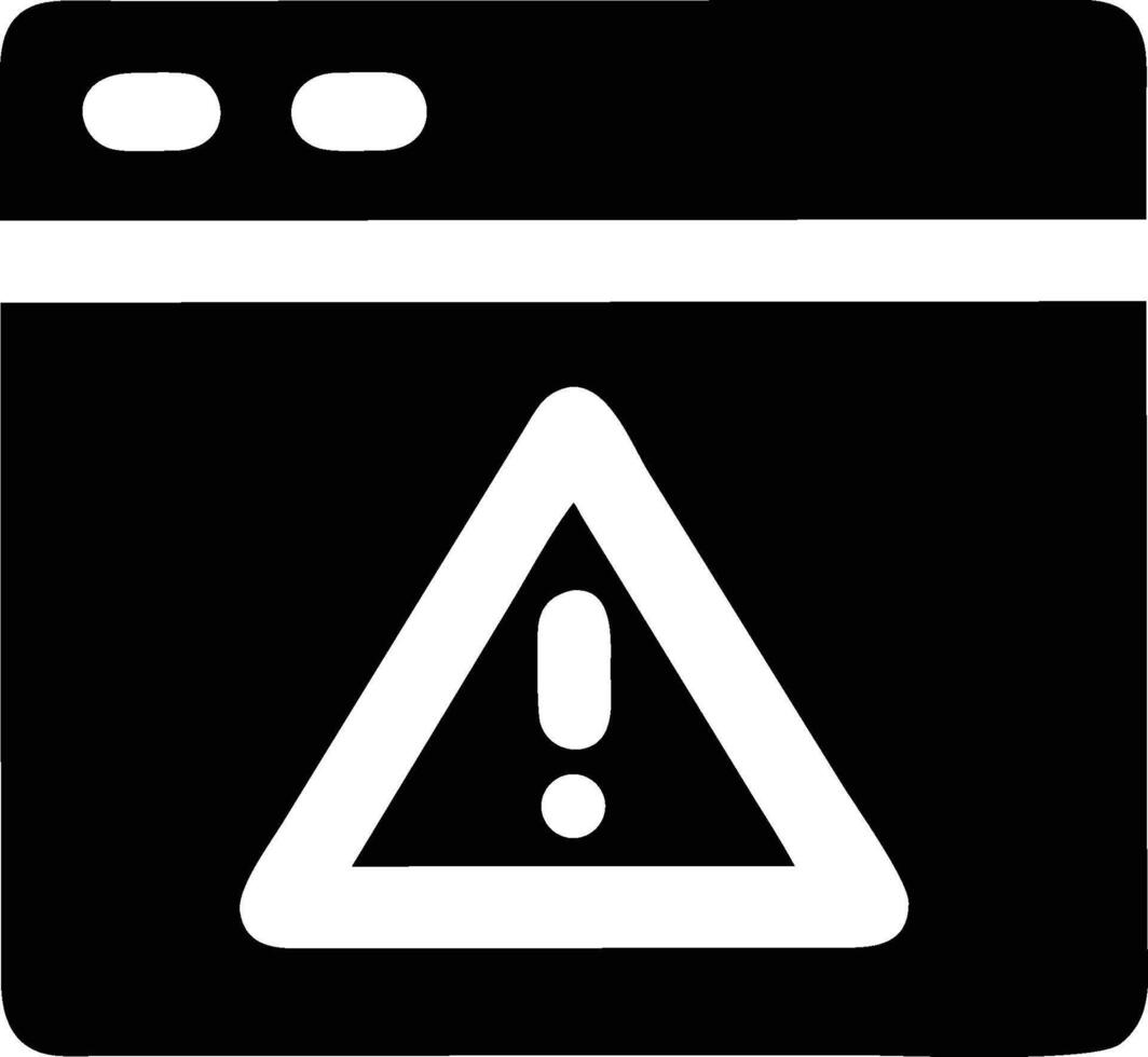 Website Error Warning Icon Symbol, Notification Window for Technical Issue vector