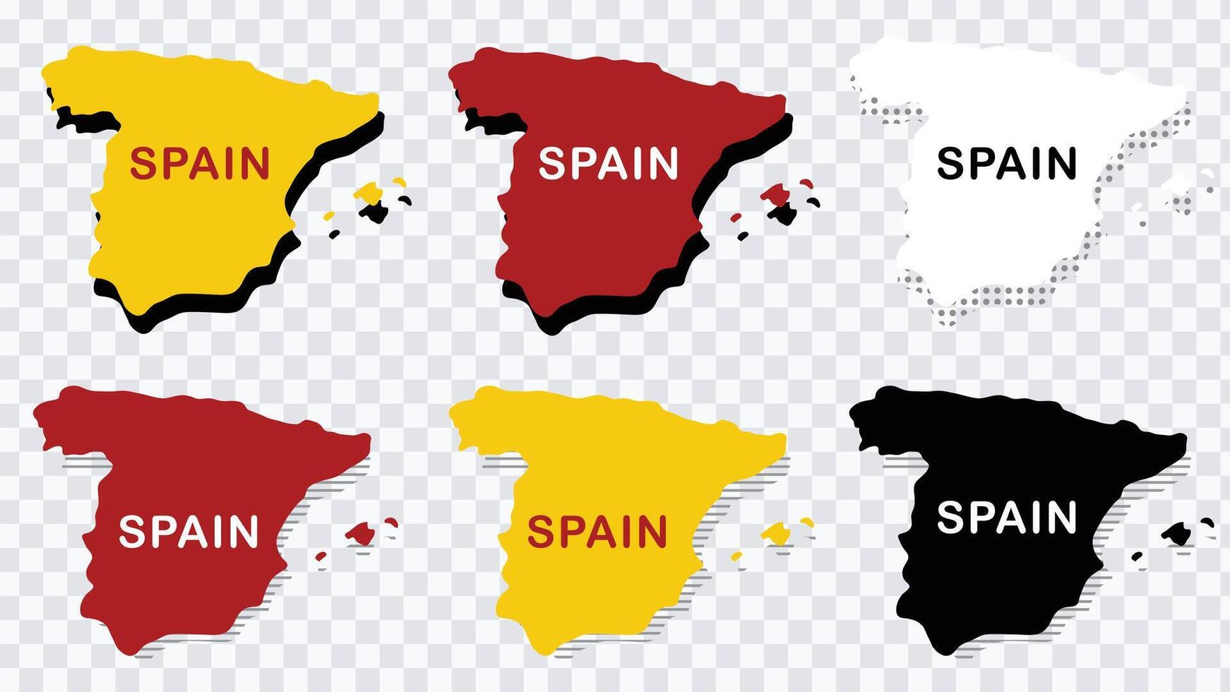 Spain map collection. Abstract and halftone maps with different colors and styles.t vector