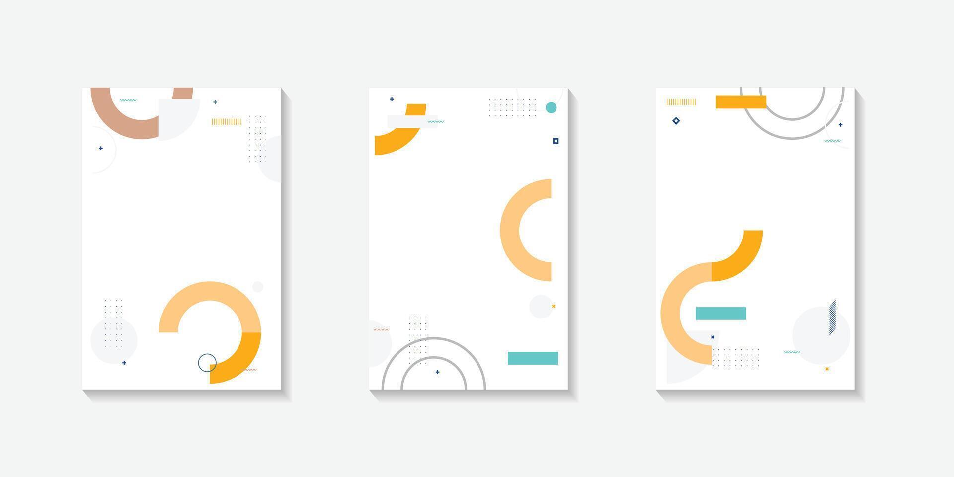 Minimal abstract geometric background with turquoise, brown and yellow circular and wave elements vector