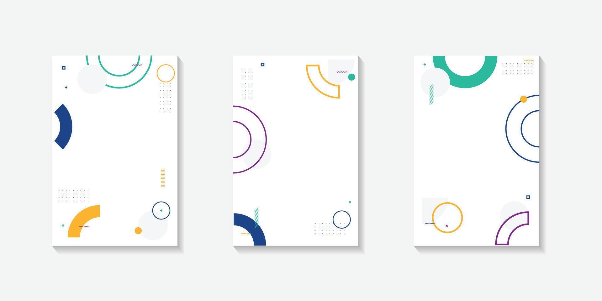 Minimal abstract geometric background with blue, turquoise and yellow circular and wave elements vector