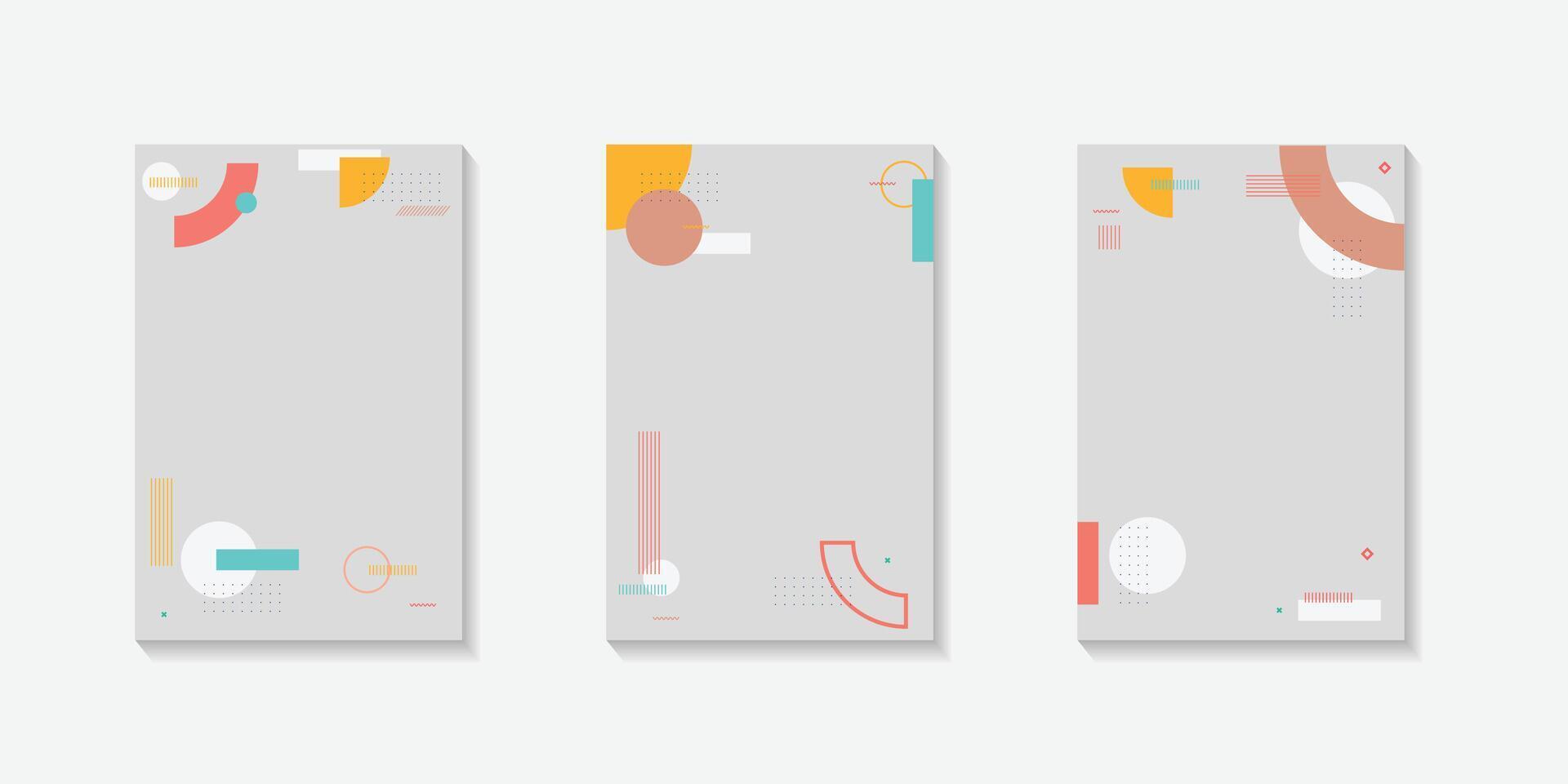 Minimal abstract geometric background with grey, red and yellow circular and wave elements vector