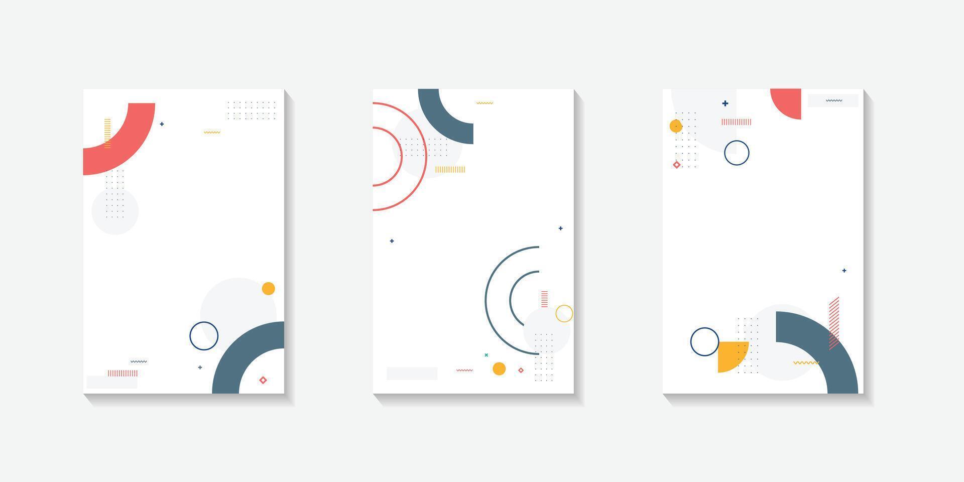 Minimal abstract geometric background with blue, red and yellow circular elements vector