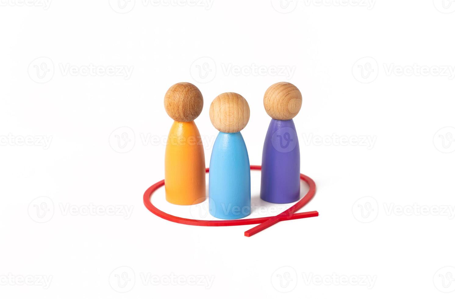 People are circled in red on a white background. Team. Interest group. Selection from statistics. Recruitment focus. Targeted analysis. Market segmentation. Highlighting priority. Data driven choice. photo
