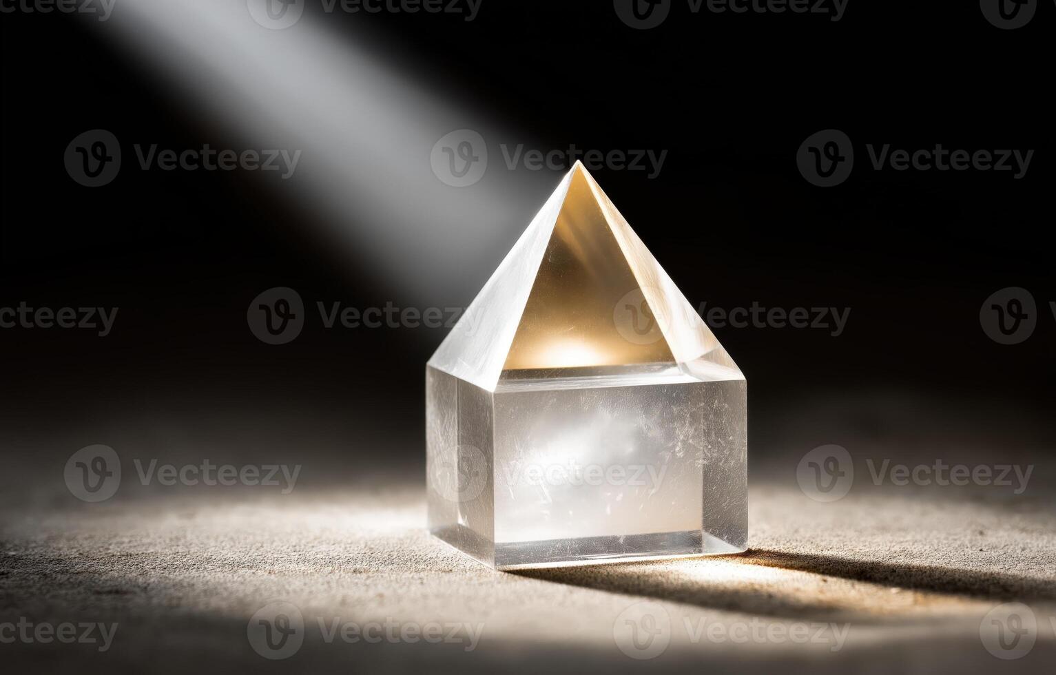 Triangular prism casting light beams in a minimalistic setting, symbolizing digital transformation and future networks photo