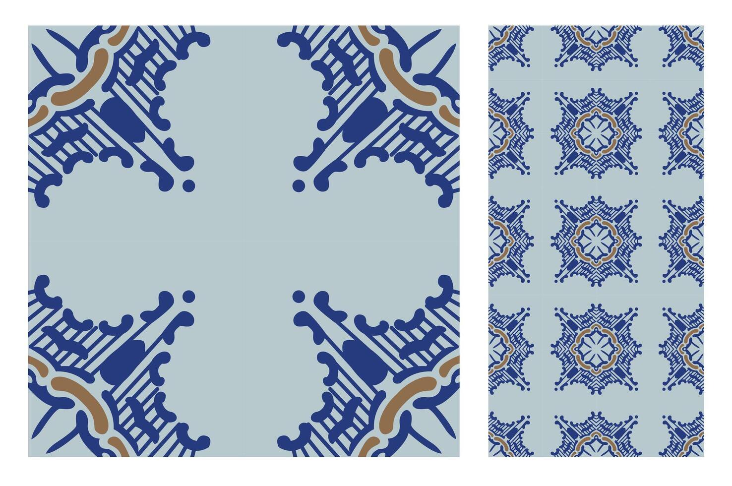 A blue and brown pattern with a cross in the middle vector