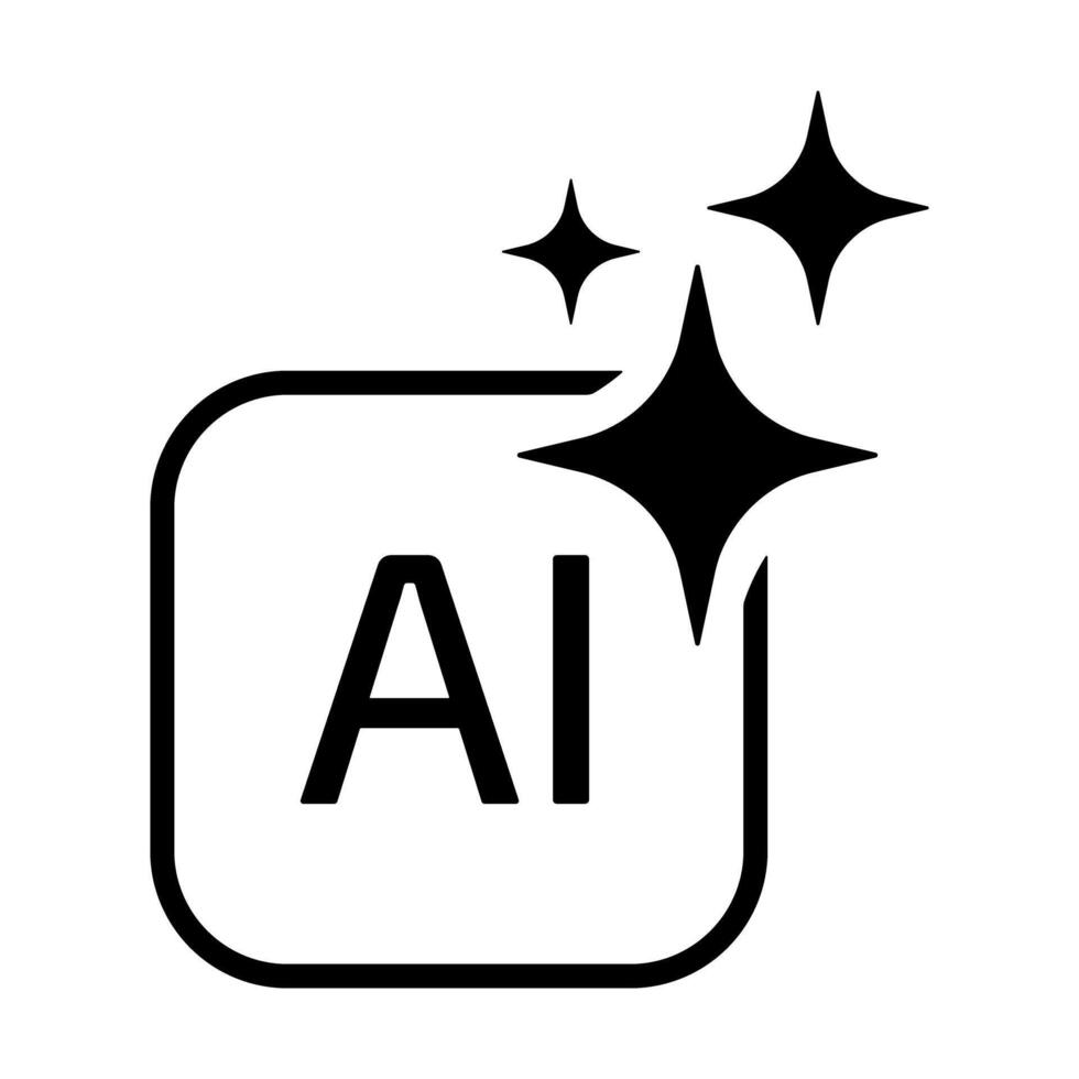 Sparkling AI square logo representing artificial intelligence innovation vector