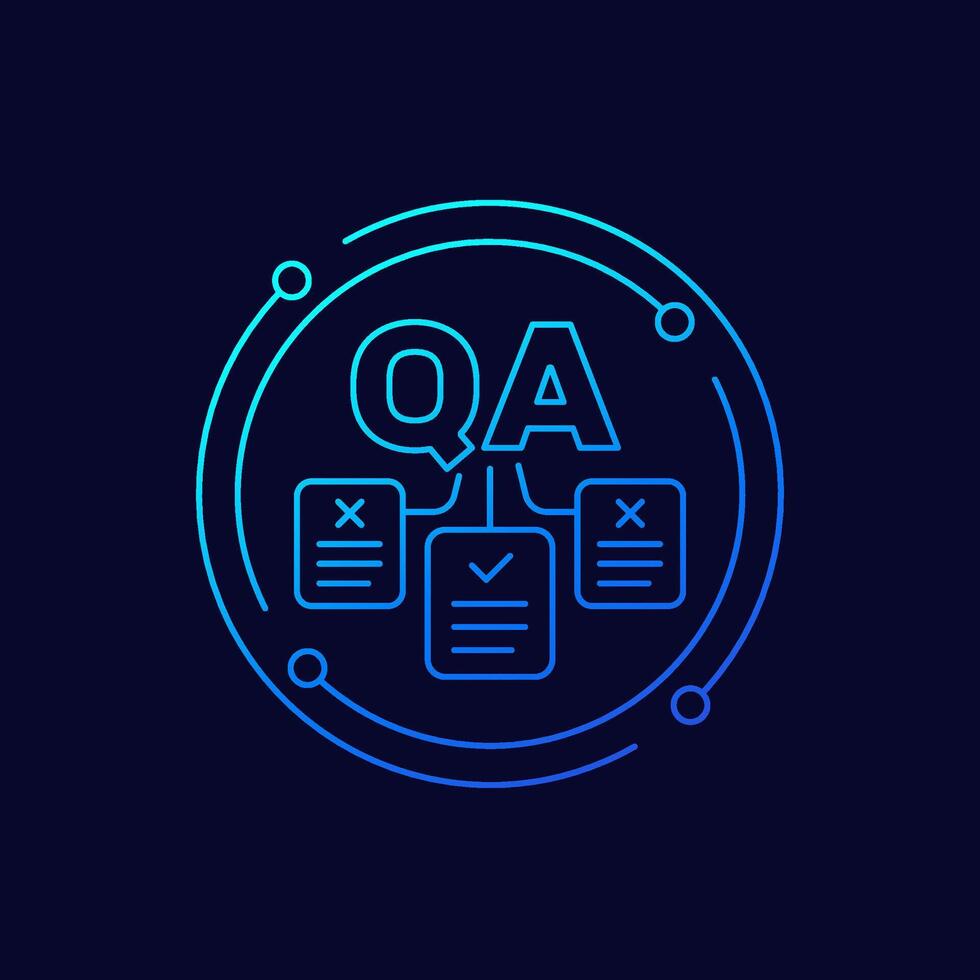 QA icon Quality Assurance linear design vector