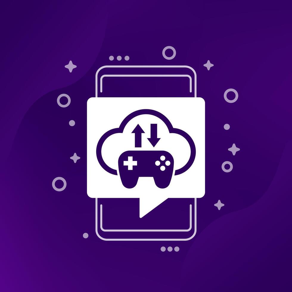 game server icon with a phone, gamepad and cloud vector