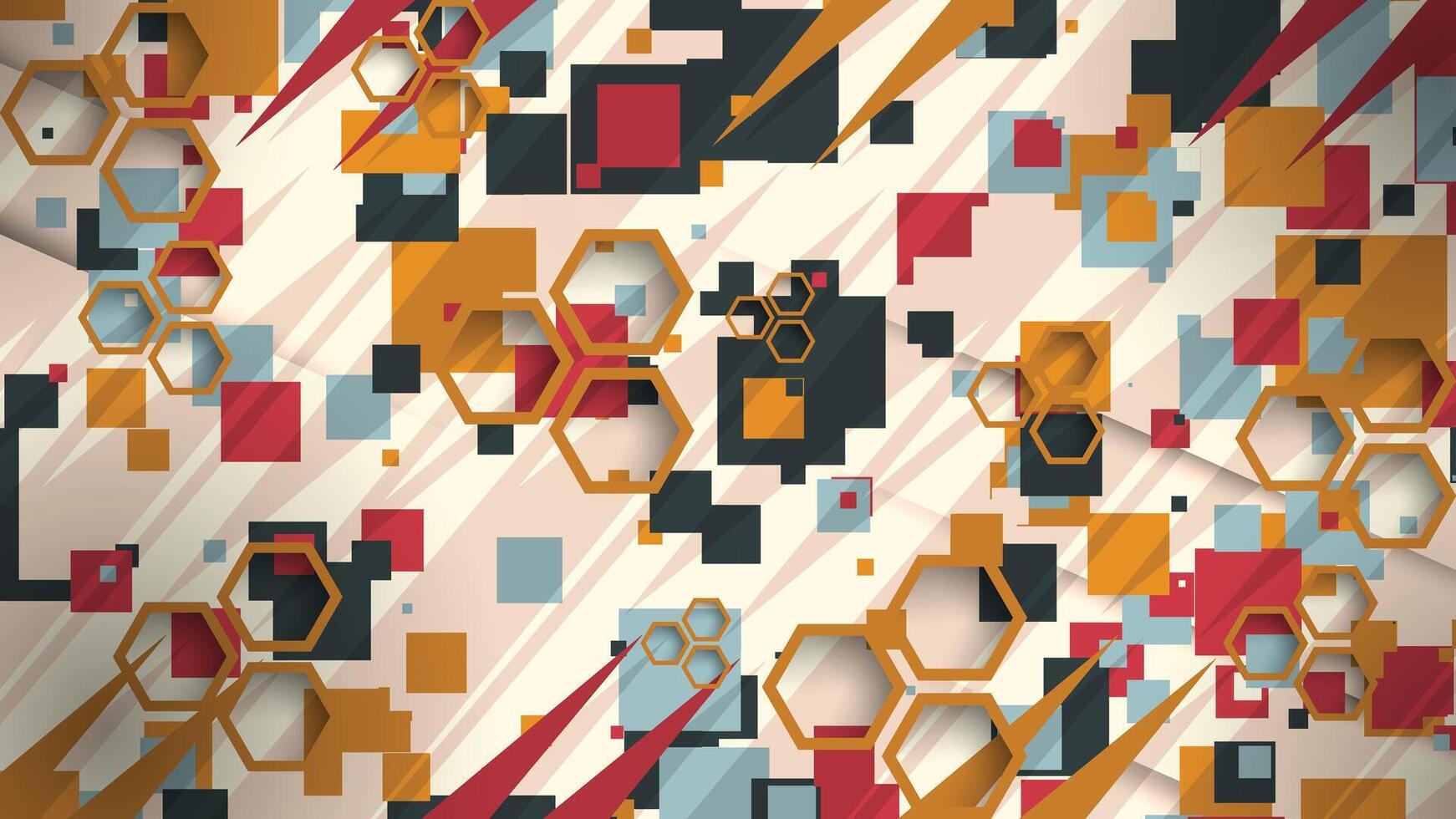 abstract geometric pattern with squares and hexagons vector