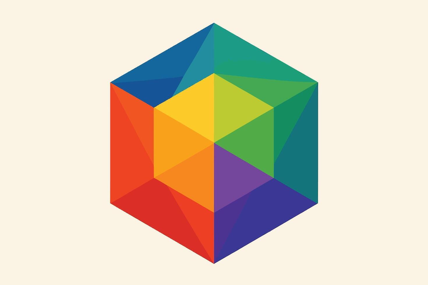 Prismatic Cube Abstract Geometric Art vector