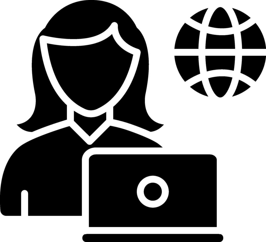 Remote Female Worker Sharp Linear Edge Mark vector