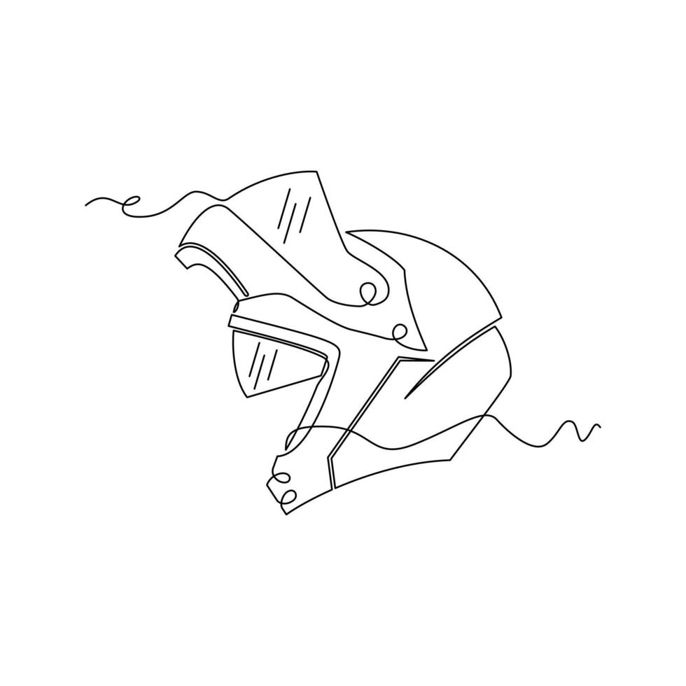 one line art Modular Flip Up helmet illustration. line art, one continuous line, simple, hand drawn and sketch style. for icons, symbols, signs or logos vector