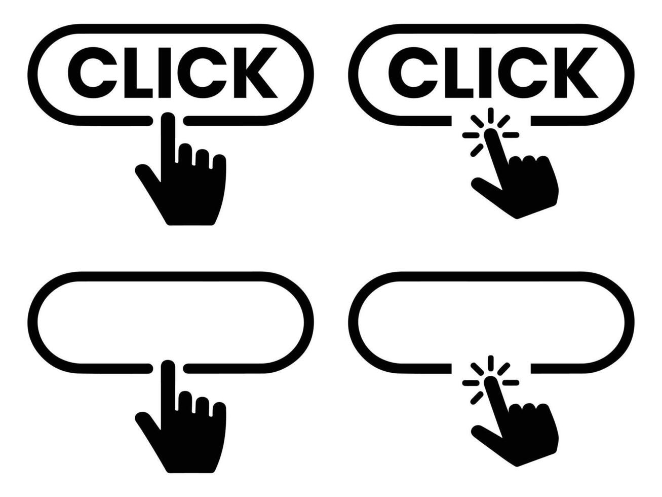 Art of click button with hand cursor for web interface vector
