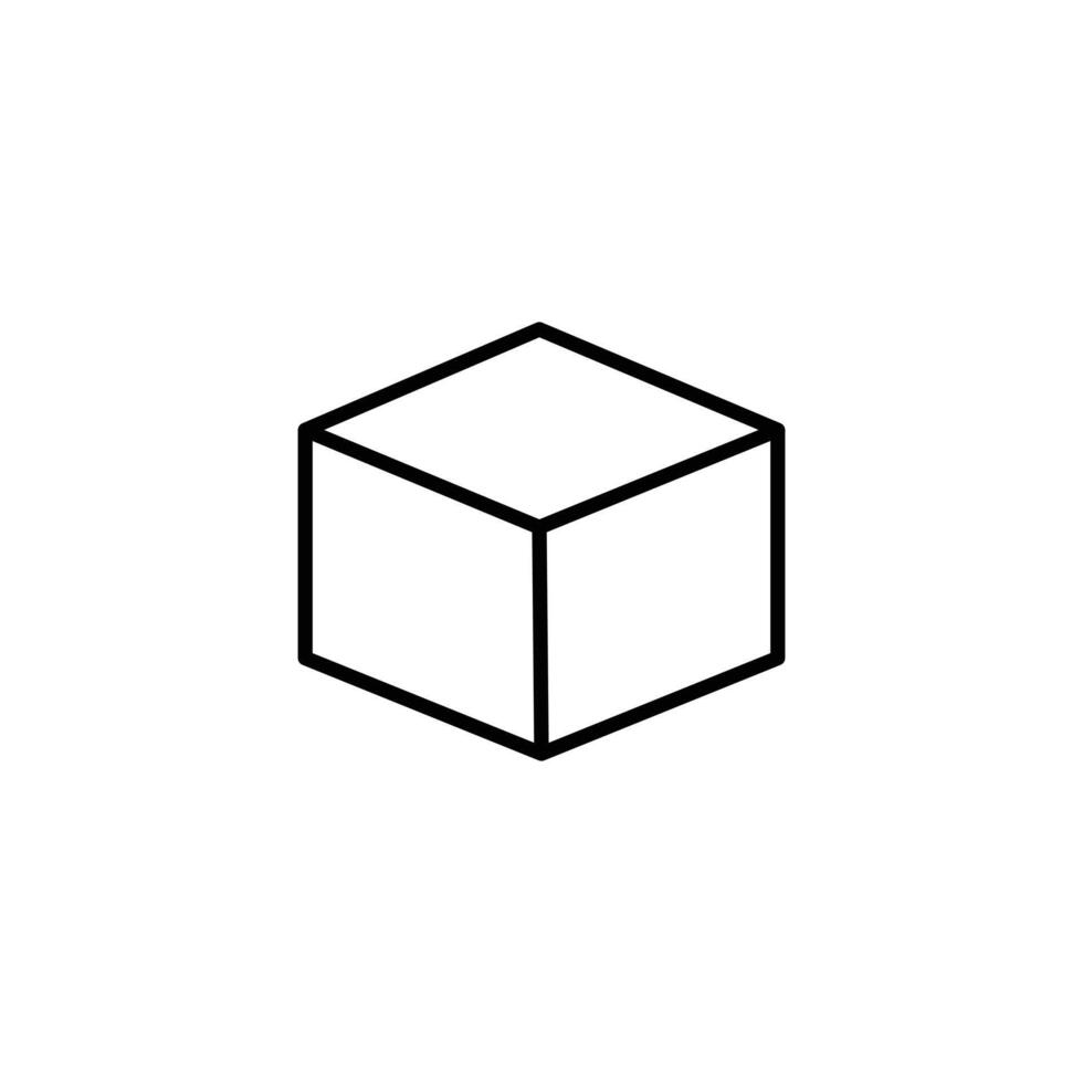 Art of isometric cube, simple line art icon, geometric shape vector