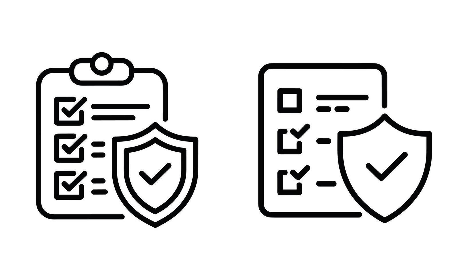 Checklist With Shield Icon And Checkmarks On White Background clipboard document vector
