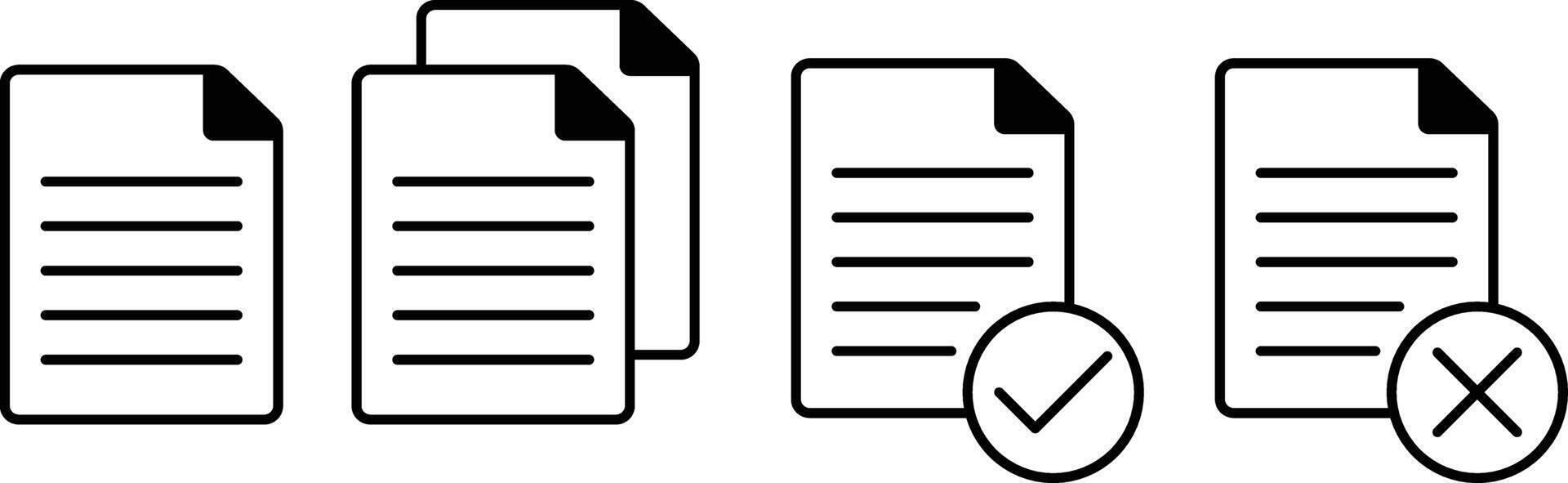 document icon. Agreement file symbol. containing check mark, cross mark. Paper documents icons. Folder written paper vector