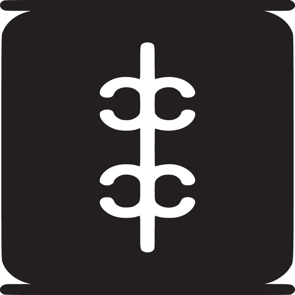 A black and white illustration of a rounded rectangle with a symmetrical design inside it centered vertically vector