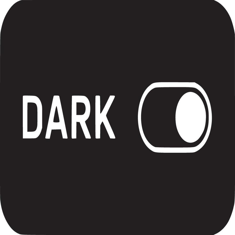 Dark mode toggle switch on a black rectangle with rounded corners against a white background vector