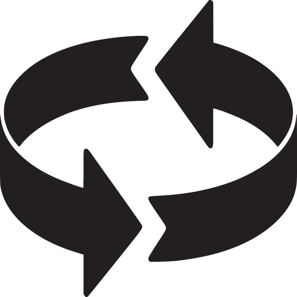 A graphic illustration of two black arrows rotating in a circular motion on a white background vector