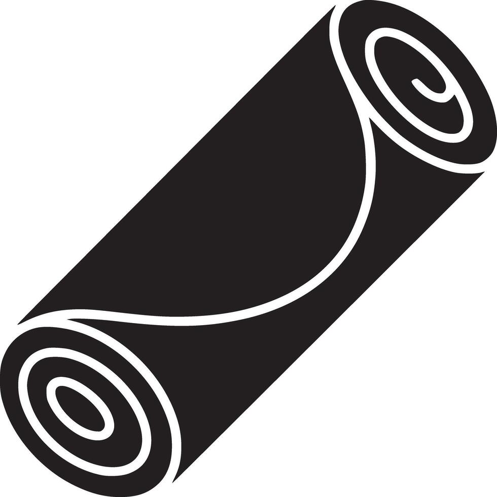 A black and white graphic illustration of a rolled up object with a spiral design on both ends vector