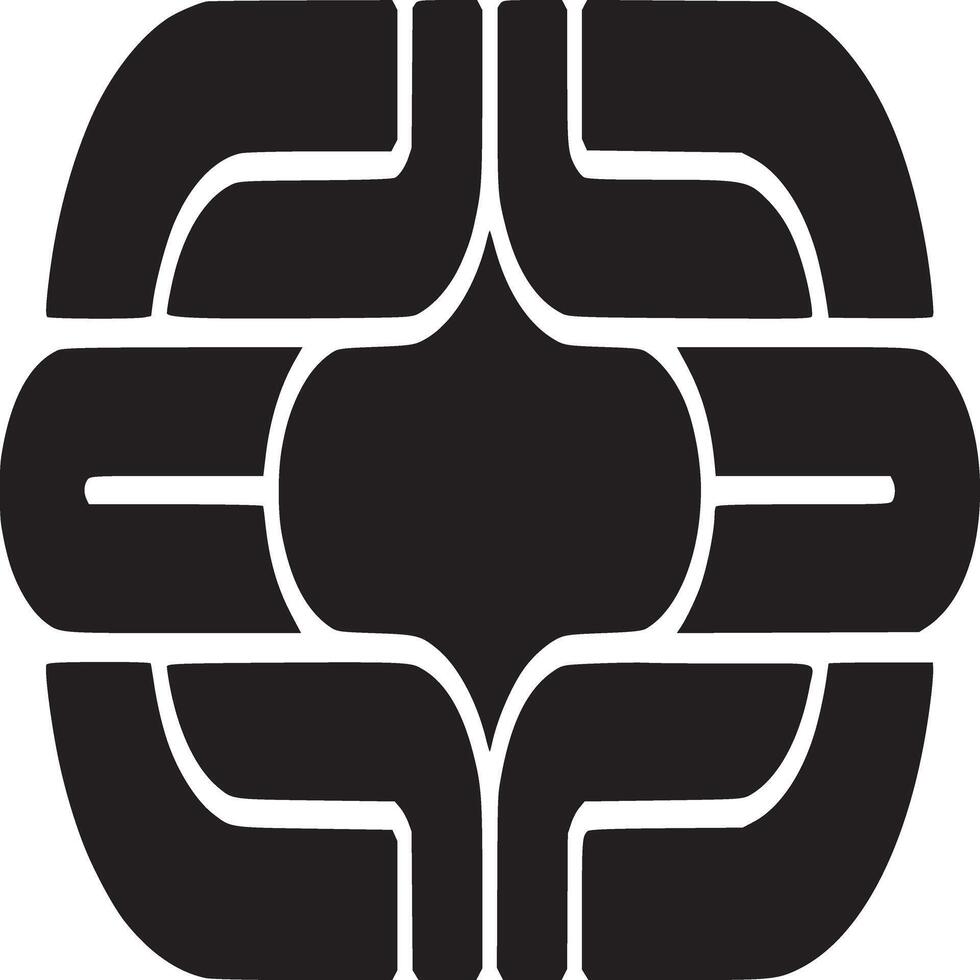 A symmetrical abstract design featuring rounded shapes and lines in black against a white background vector