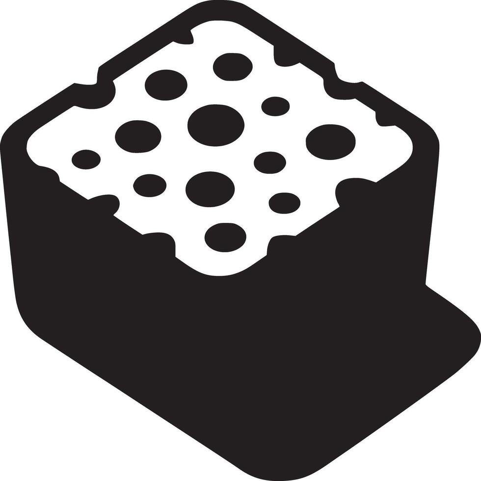 A black and white illustration of a cube with circular holes on the top surface and a shadow cast beneath vector