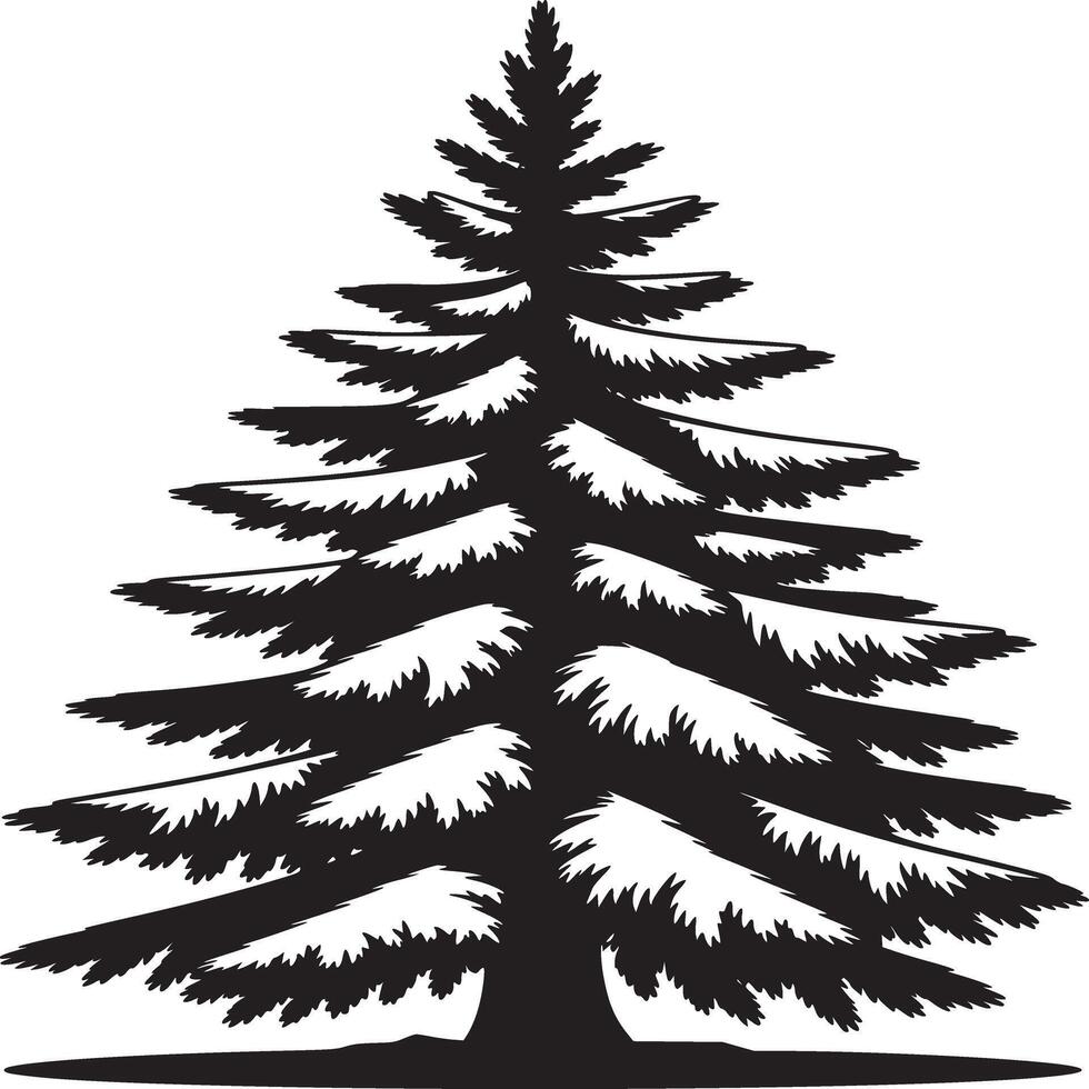 A simple black and white silhouette of a coniferous tree with a triangular shape on a white background vector
