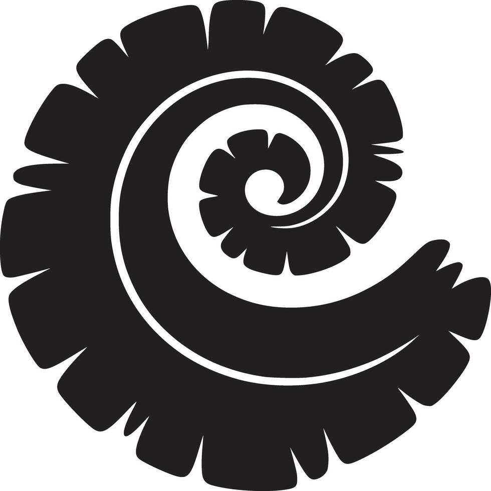 A black and white spiral pattern with jagged edges creating a visually striking abstract design element vector