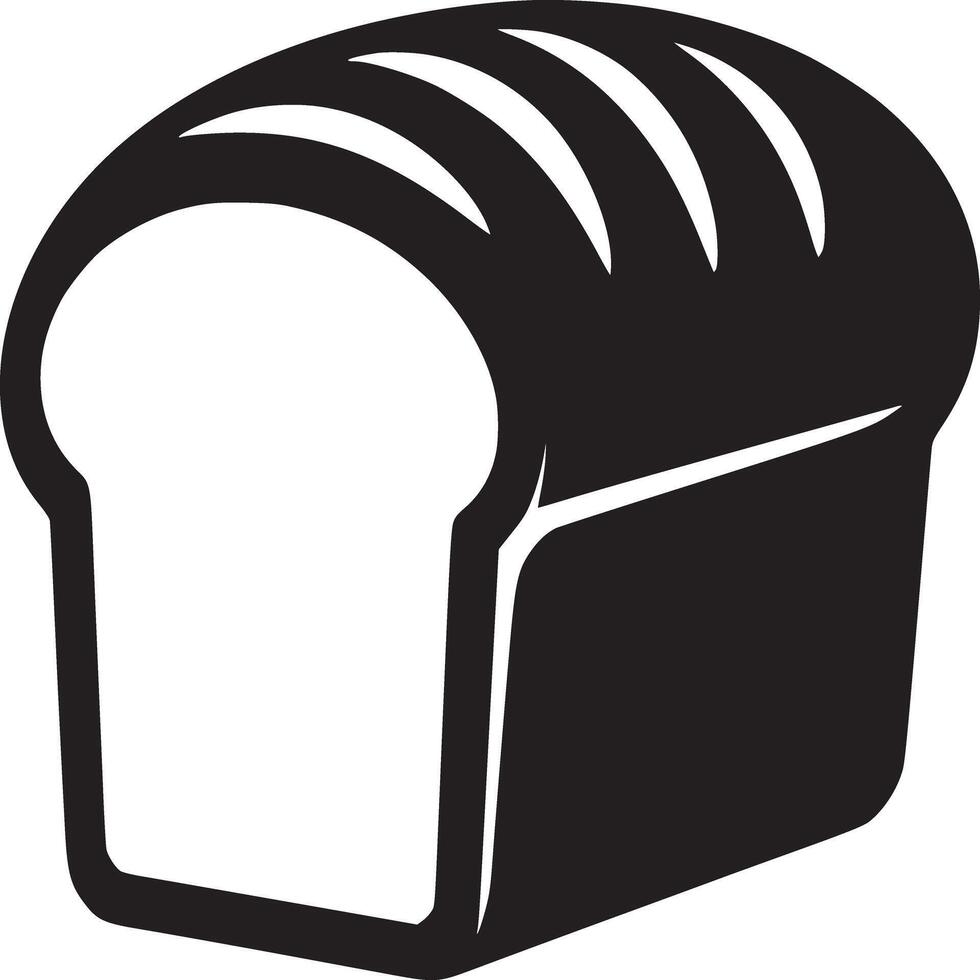 A graphic illustration of a loaf of bread with visible slices on top in black and white color scheme vector