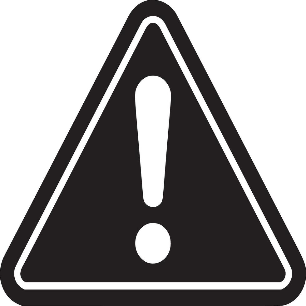 A black and white image of a warning sign with an exclamation point inside of a triangle shape symbol vector