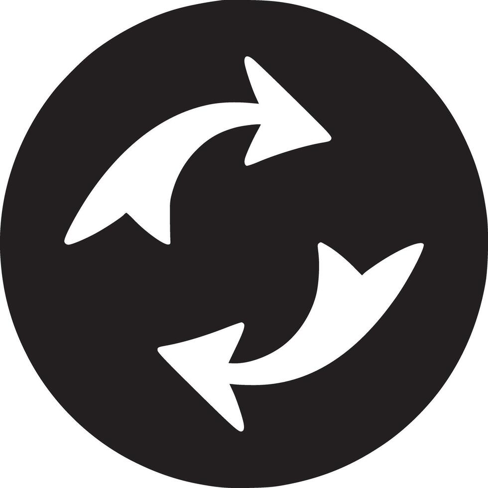 A black circle containing two white arrows pointing in opposite directions on a white background vector