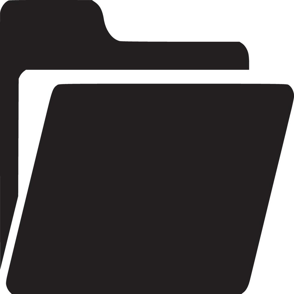 A simple black folder icon on a white background representing file organization and data storage vector