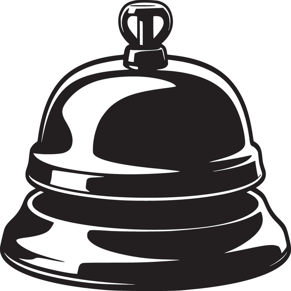 A black and white illustration of a service bell with a simple and clean design on a white background vector