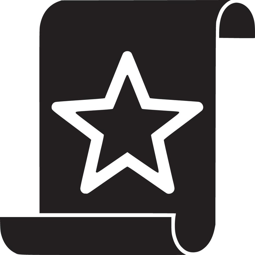 Black scroll with a white star in the center and curled edges on a plain white background image vector