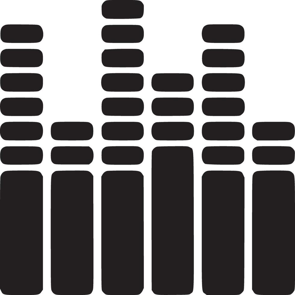 A graphic representation of an equalizer with black bars on a white background in a simple design style vector