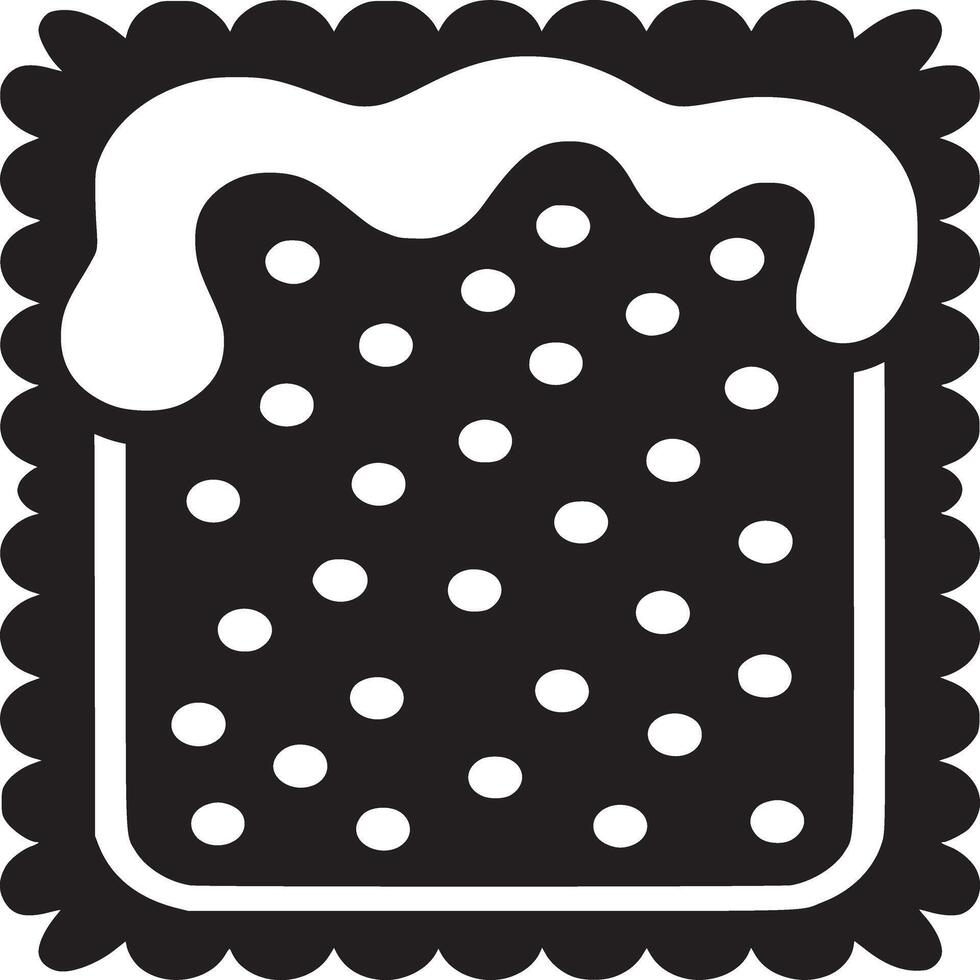 An illustration of a black and white cookie with frosting and polka dots on a white background vector