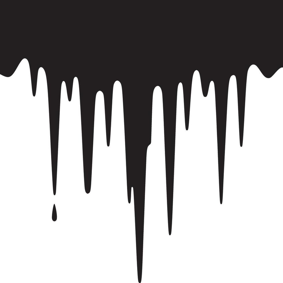A black substance dripping down a white surface creating an abstract and minimalist design element vector