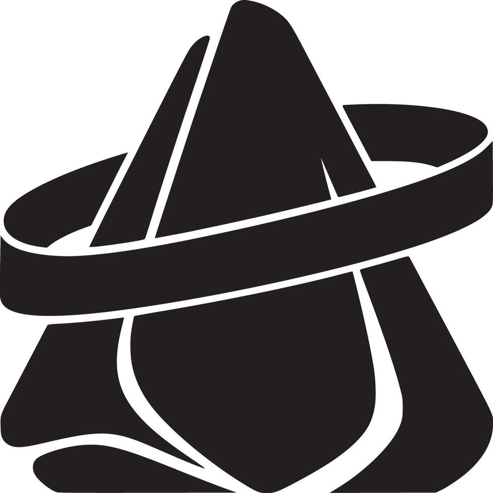 A black abstract geometric shape with a ring around it on a white background in minimalist style vector