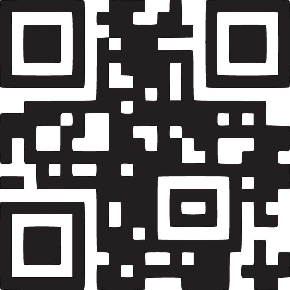 un negro y blanco qr código con cuadrícula y rectángulos en un blanco antecedentes para exploración propósitos vector