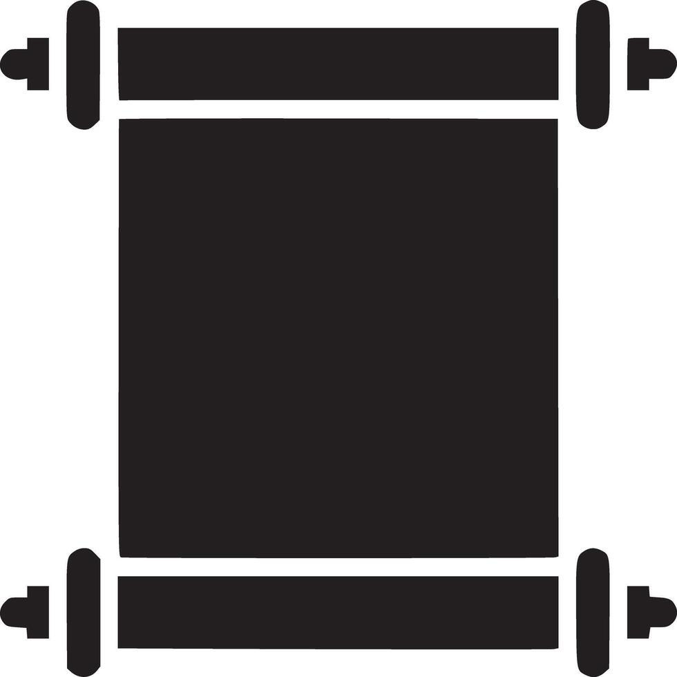A simple black scroll isolated on a white background with two rollers on the top and bottom edges vector