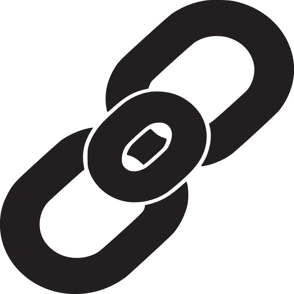 A minimalist illustration of a black chain link on a white background with simple and clean lines vector