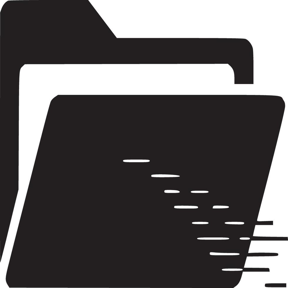 A minimalist black and white icon of an open folder with data lines on a plain background image vector