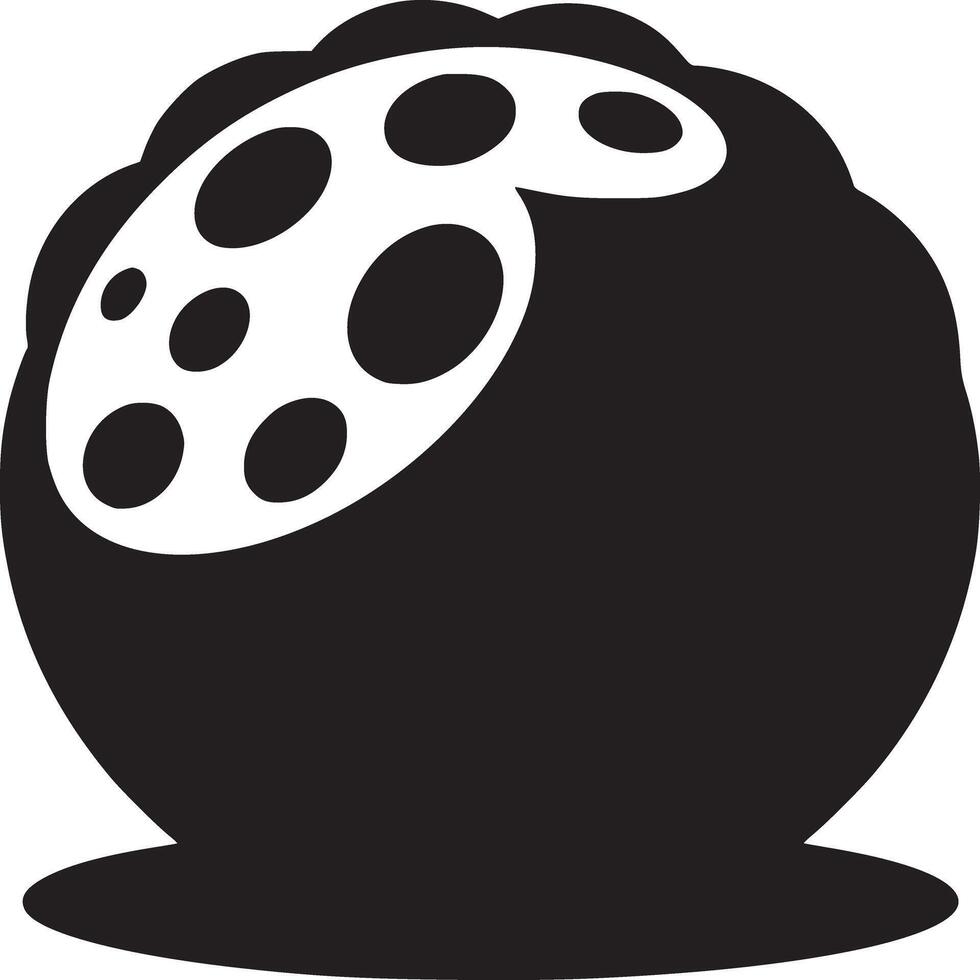 A black and white abstract illustration of a spherical object with circular patterns on a white background vector