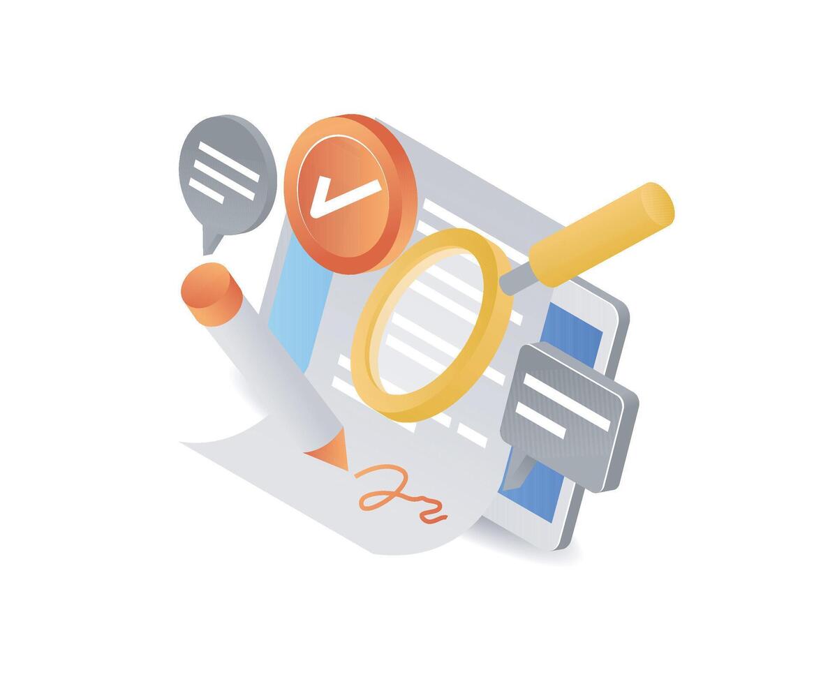 Digital document signing and review illustration vector
