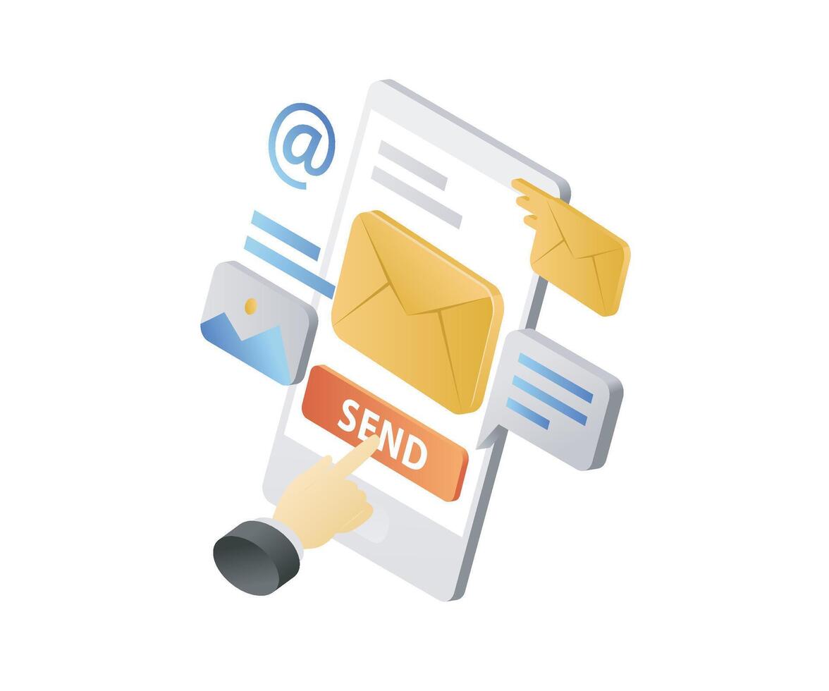 Sending emails using a mobile device vector