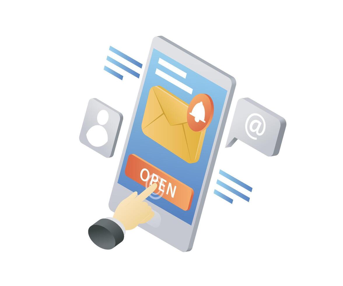 Mobile phone with email notification vector